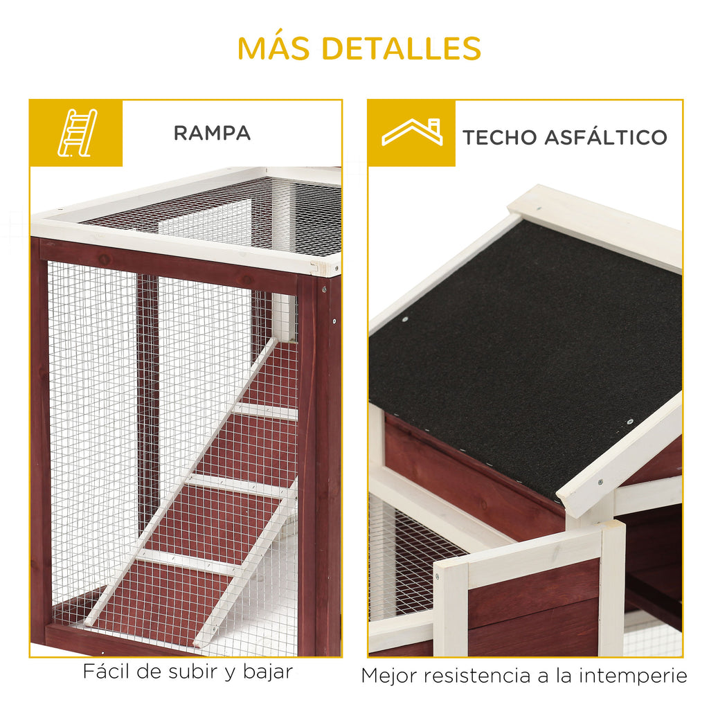 Conejera de exterior de madera con caseta y corral