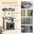 Árbol rascador para gatos con hamaca y refugio gris