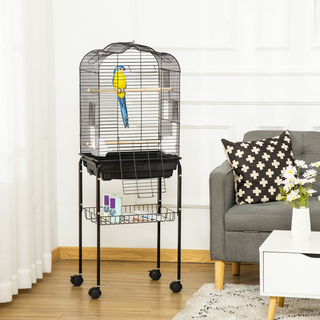 Jaula para aves con ruedas y techo abatible