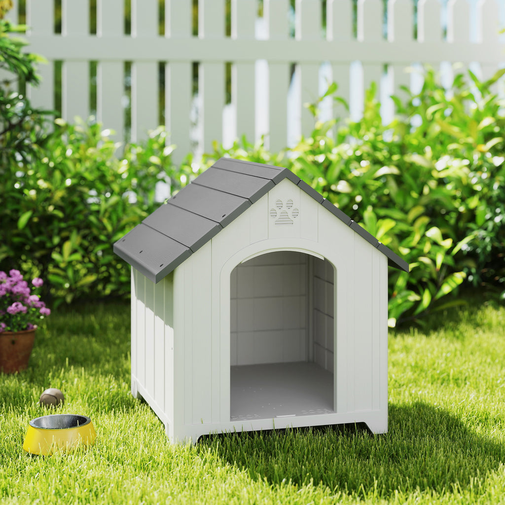 Caseta de plástico gris para perros grandes hasta 30 kg, 88x79x89 cm