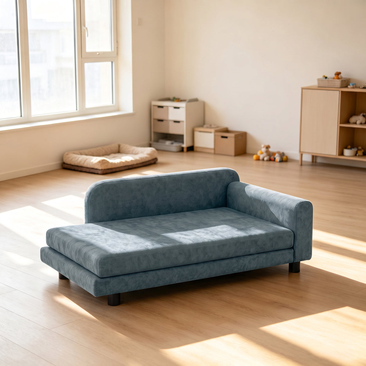 Sofá cama de terciopelo para perros hasta 35 kg, 101 x 66 cm, gris