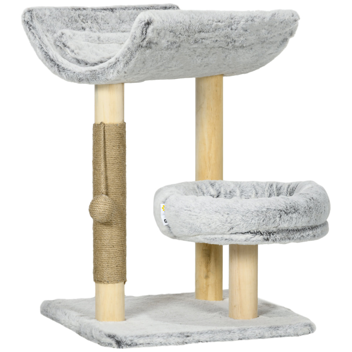 Árbol rascador para gatos con dos nichos y cojín lavable