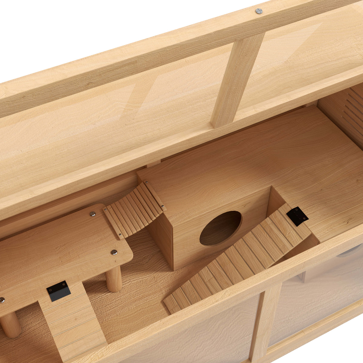 Jaula de madera para hámster con cabaña y escaleras, 85 x 45 x 44 cm