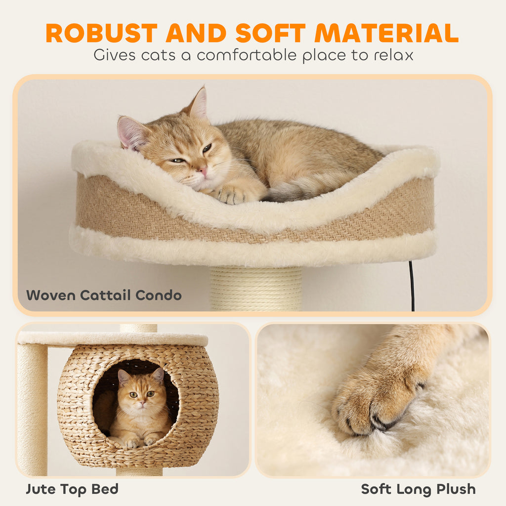 Árbol rascador para gatos de 132 cm con 4 niveles
